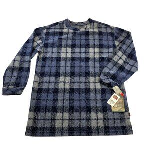 Vintage Woolrich Plaid Pullover Fleece Sweater S Blue USA Cabincore Country 90s